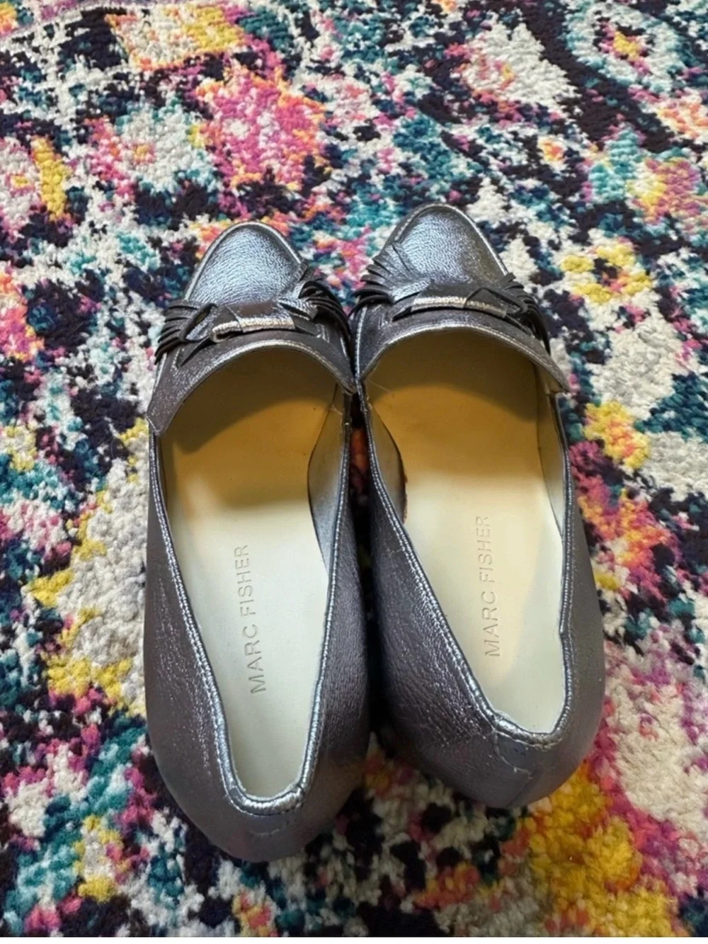 Marc Fisher Phylicia Vegan Pebble Leather Tassel Heeled Loafer New Womens 7